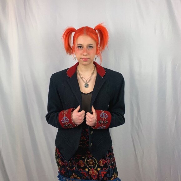 DOUBLE D Ranch Wear I Black Red I Embroidered I Blazer - Picture 2 of 14